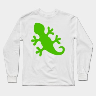 Green Gecko Lizard Emoticon Long Sleeve T-Shirt